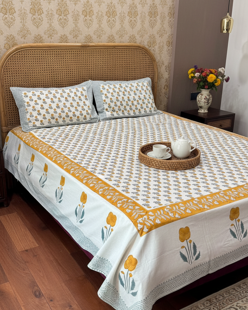 Zareen - Everyday Cotton Bedsheet | Hand Block