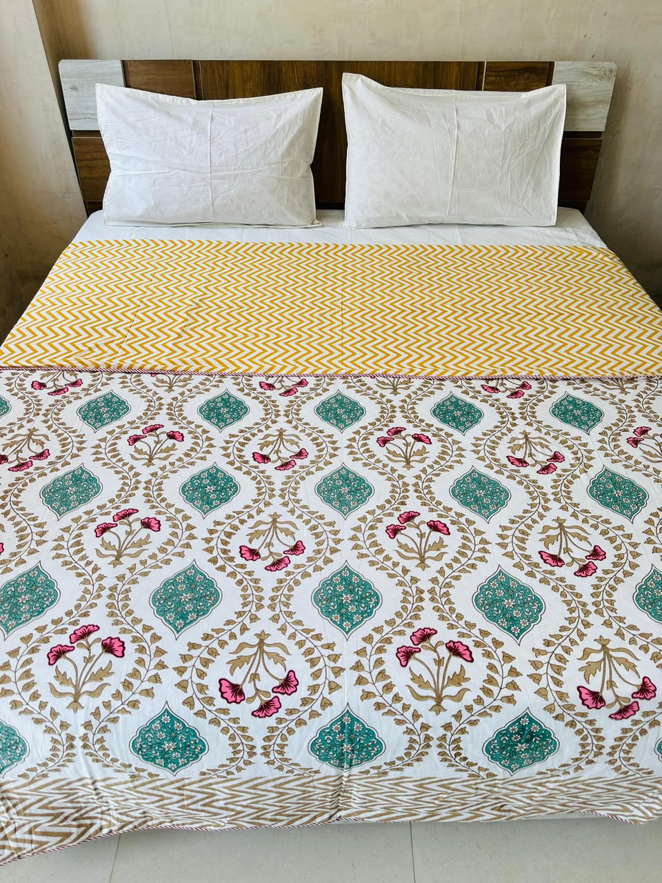 Bahaar Brown reversible cotton mulmul double dohar
