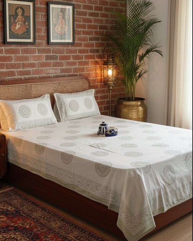 Chandrika: Soft Fine Cotton Bedsheet | Grey