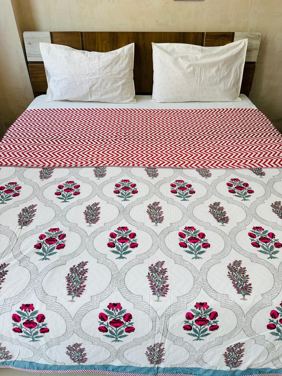 Fiza Blue reversible cotton mulmul double dohar