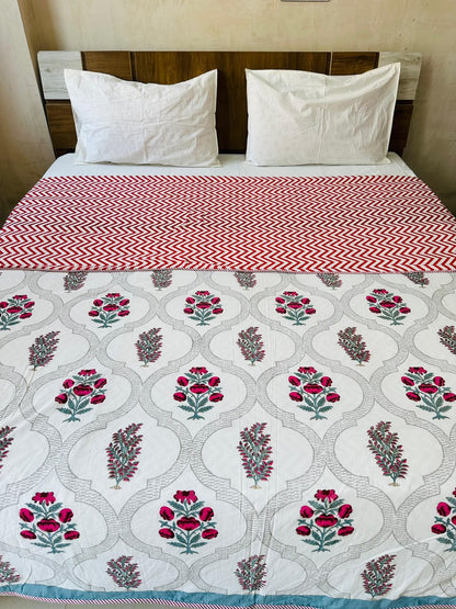 Fiza Blue reversible cotton mulmul double dohar