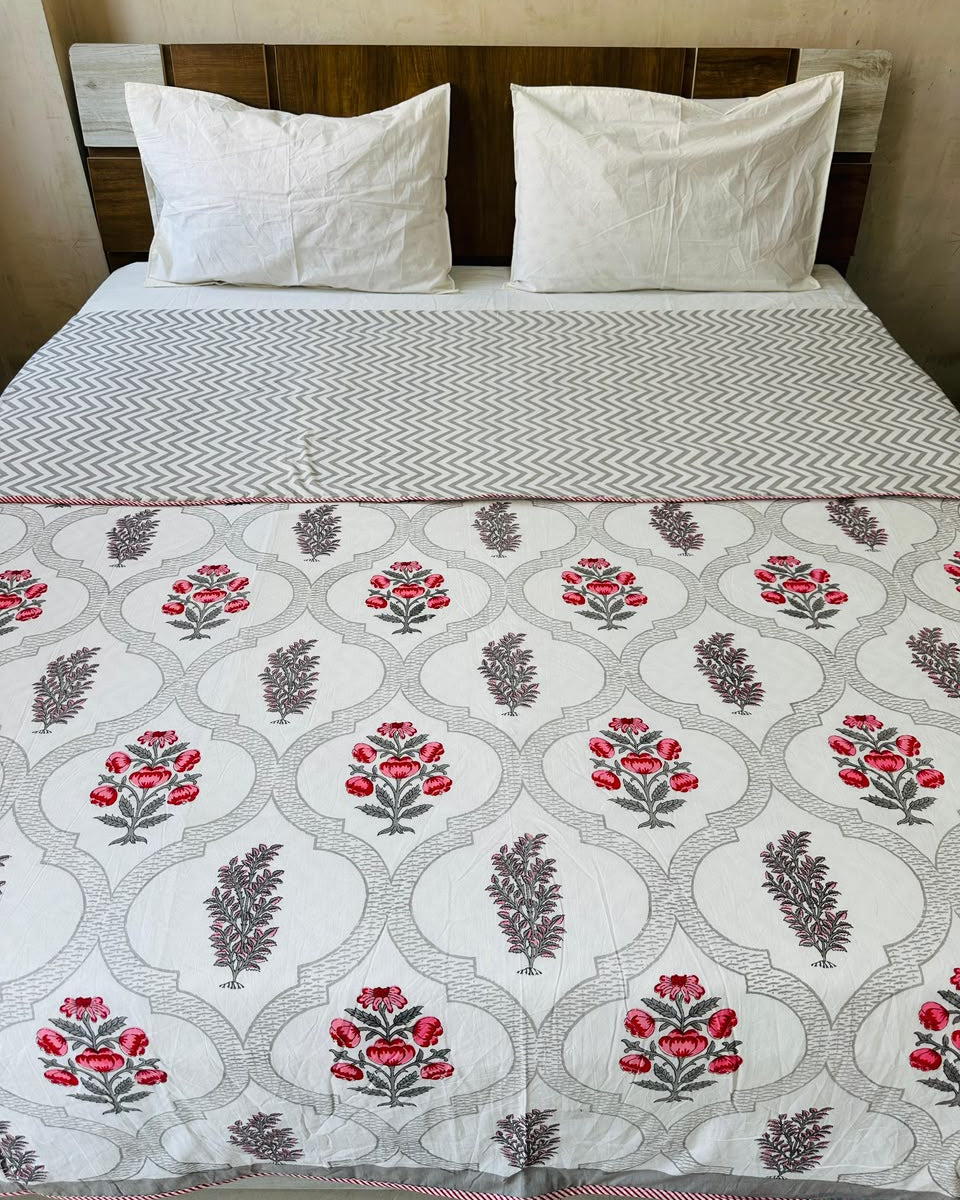 Fiza Grey reversible cotton mulmul double dohar