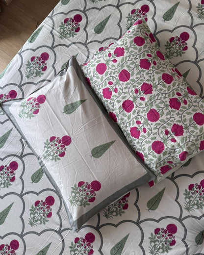 Gulaab pink Everyday Cotton bedsheet – pillow cover detail
