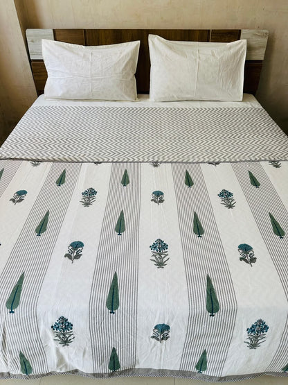 Gulmohar Grey reversible cotton mulmul double dohar