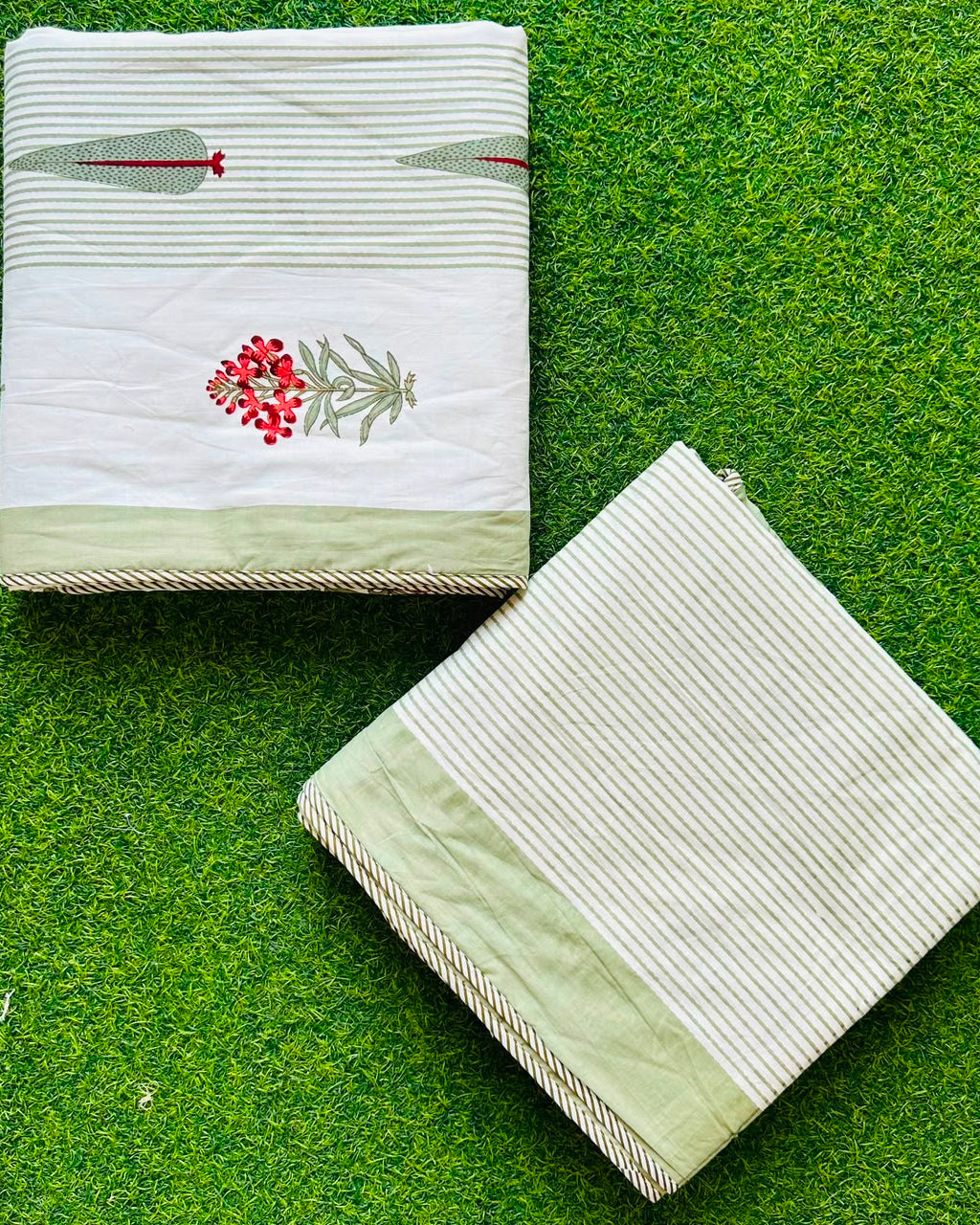 Gulmohar - Reversible Cotton Mulmul Dohar | Olive