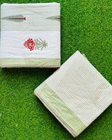 Gulmohar - Reversible Cotton Mulmul Dohar | Olive