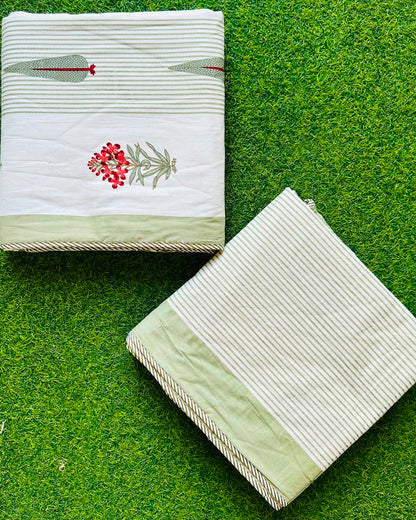 Gulmohar - Reversible Cotton Mulmul Dohar | Olive