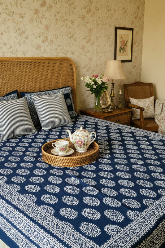 Kairi - Everyday Cotton Bedsheet | Indigo Bagru