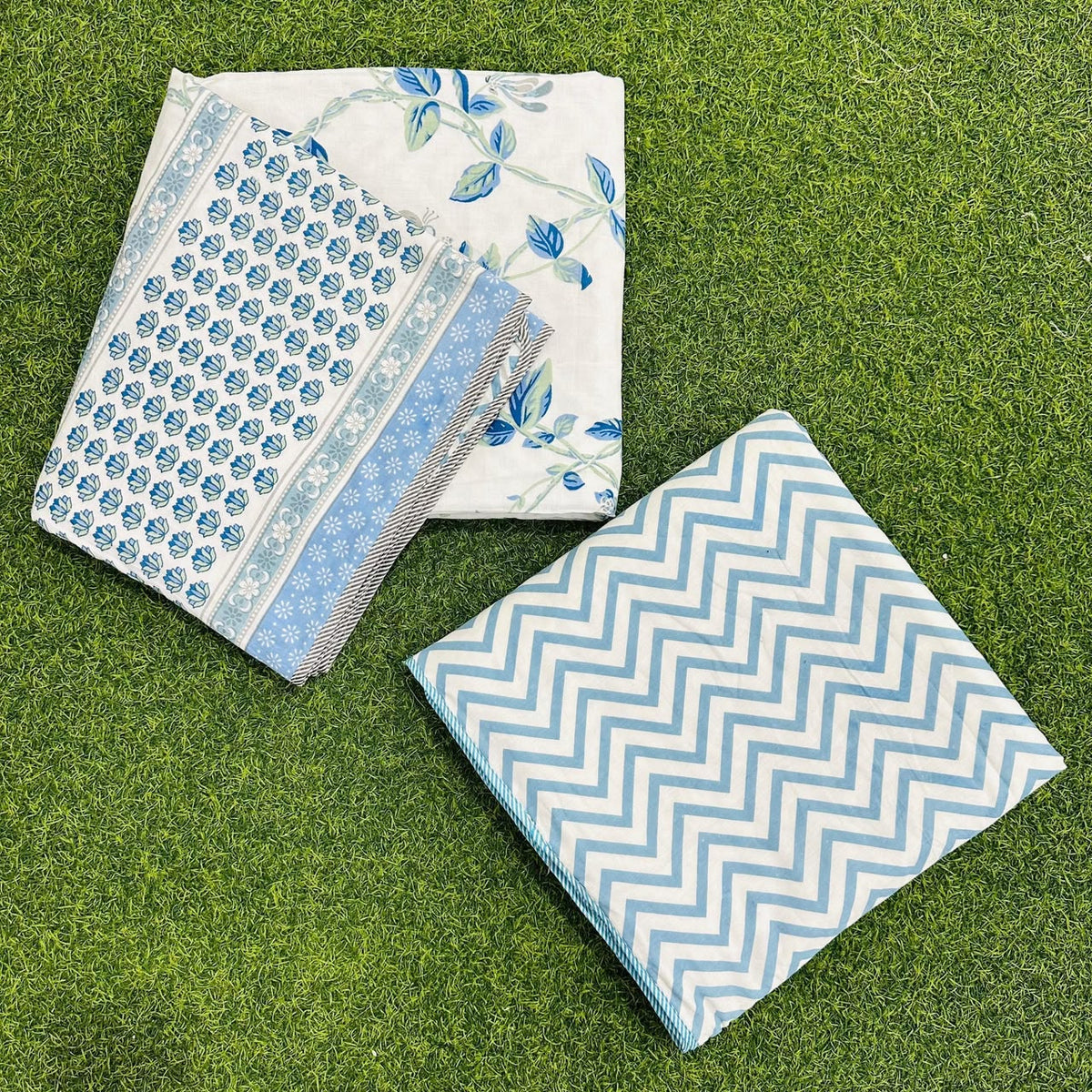Latika - Reversible Cotton Mulmul Dohar | Blue