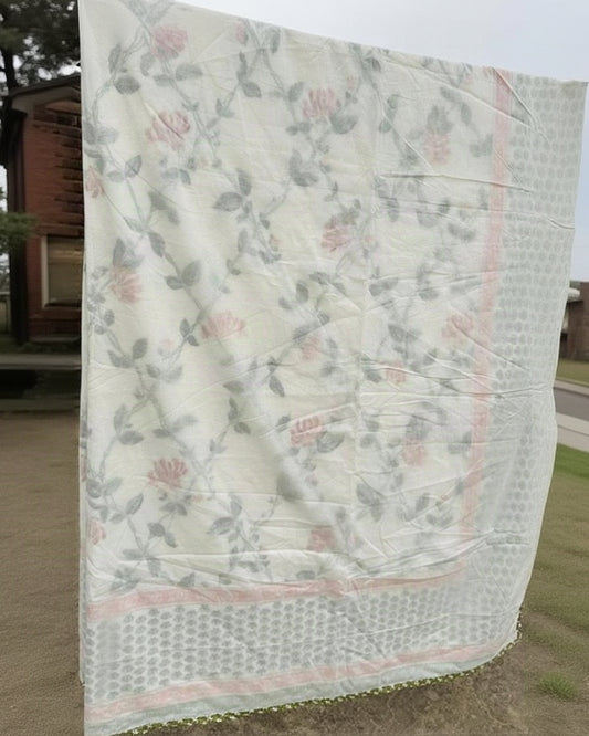 Latika pink Muslin cotton dohar – styled view