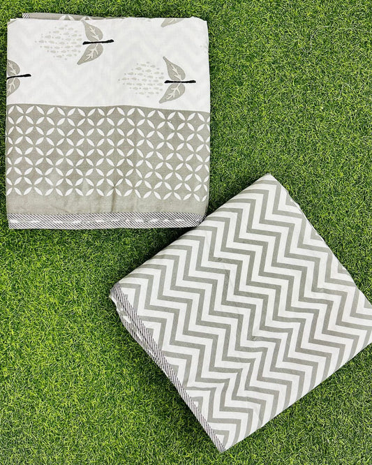 Manjari grey reversible Mulmul cotton dohar – pair of single size