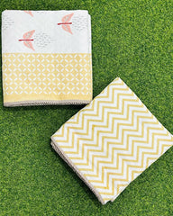 Manjari - Mulmul cotton reversible Dohar  | Yellow