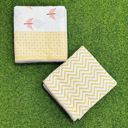 Manjari - Mulmul cotton reversible Dohar  | Yellow