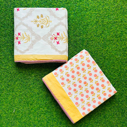 Mehek yellow reversible Mulmul cotton dohar – pair of single size