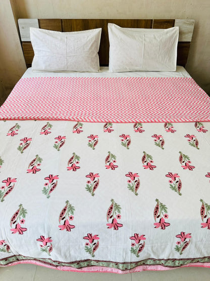 Mridula Pink reversible cotton mulmul double dohar