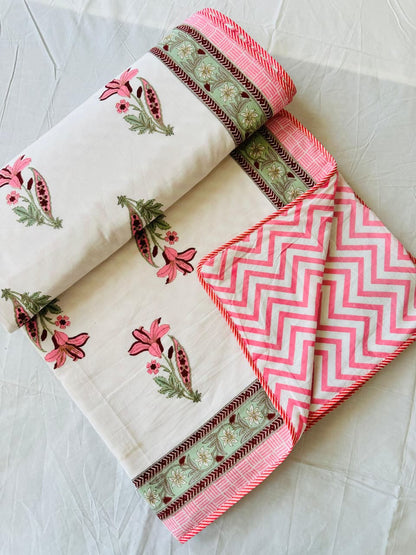 Mridula -  Reversible Cotton Malmal Dohar | Pink