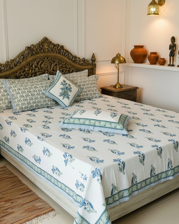 Mridula - Everyday Cotton Bedsheet | Blue