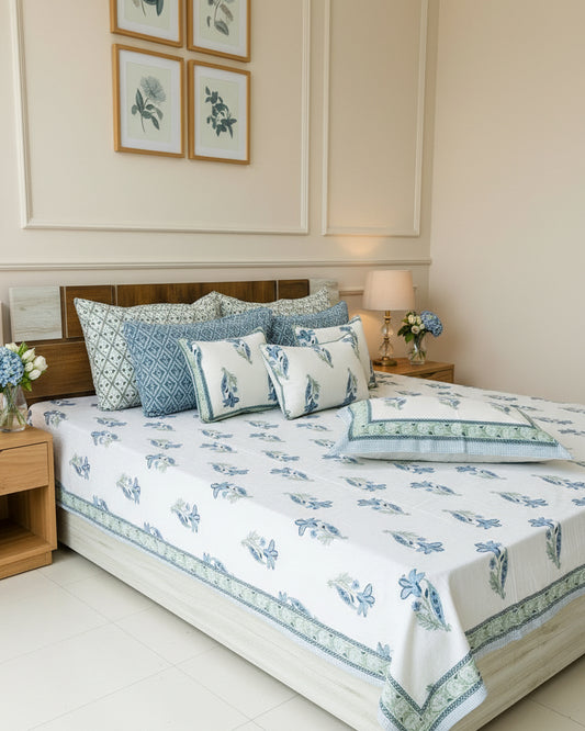 Mridula - Everyday Cotton Bedsheet | Blue