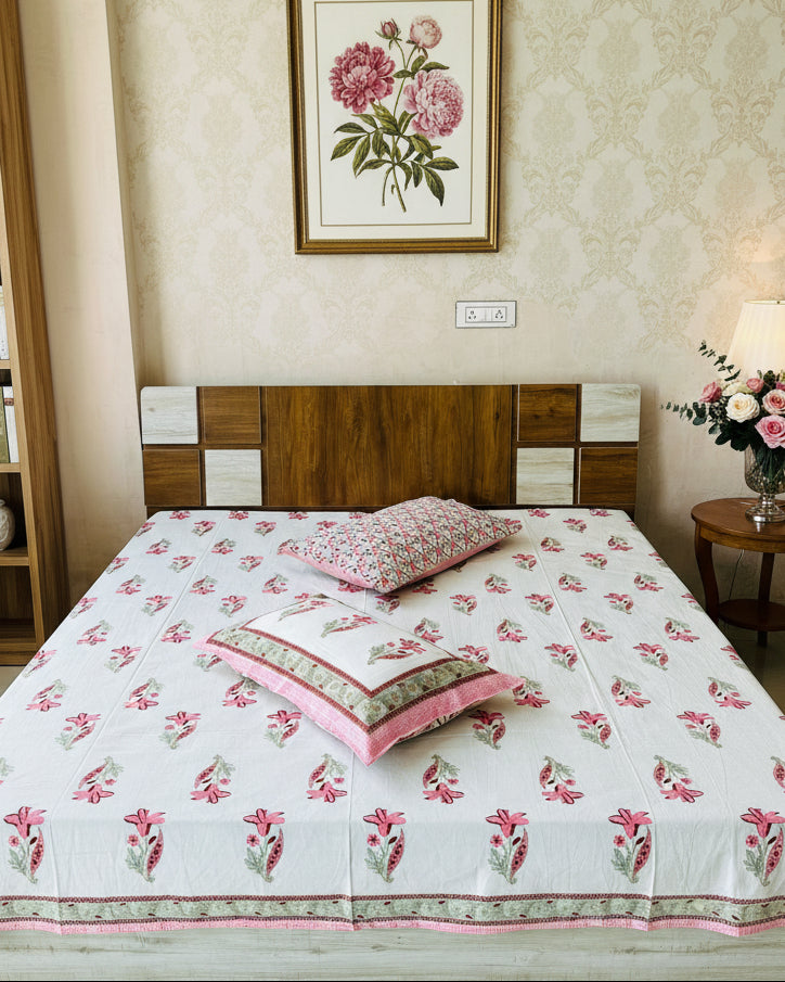 Mridula - Everyday Cotton Bedsheet | Pink