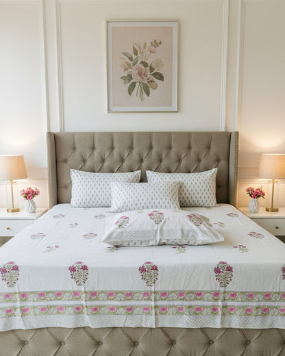 Nazneen hand block Everyday Cotton Jumbo King bedsheet – front view