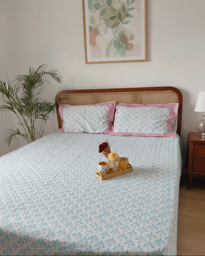 Neelima blue booti hand block pure cotton bedsheet – alternate view
