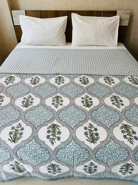 Neerja Blue reversible cotton mulmul double dohar