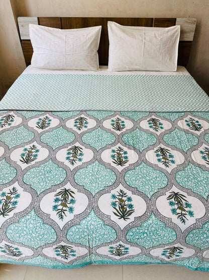 Neerja Green reversible cotton mulmul double dohar