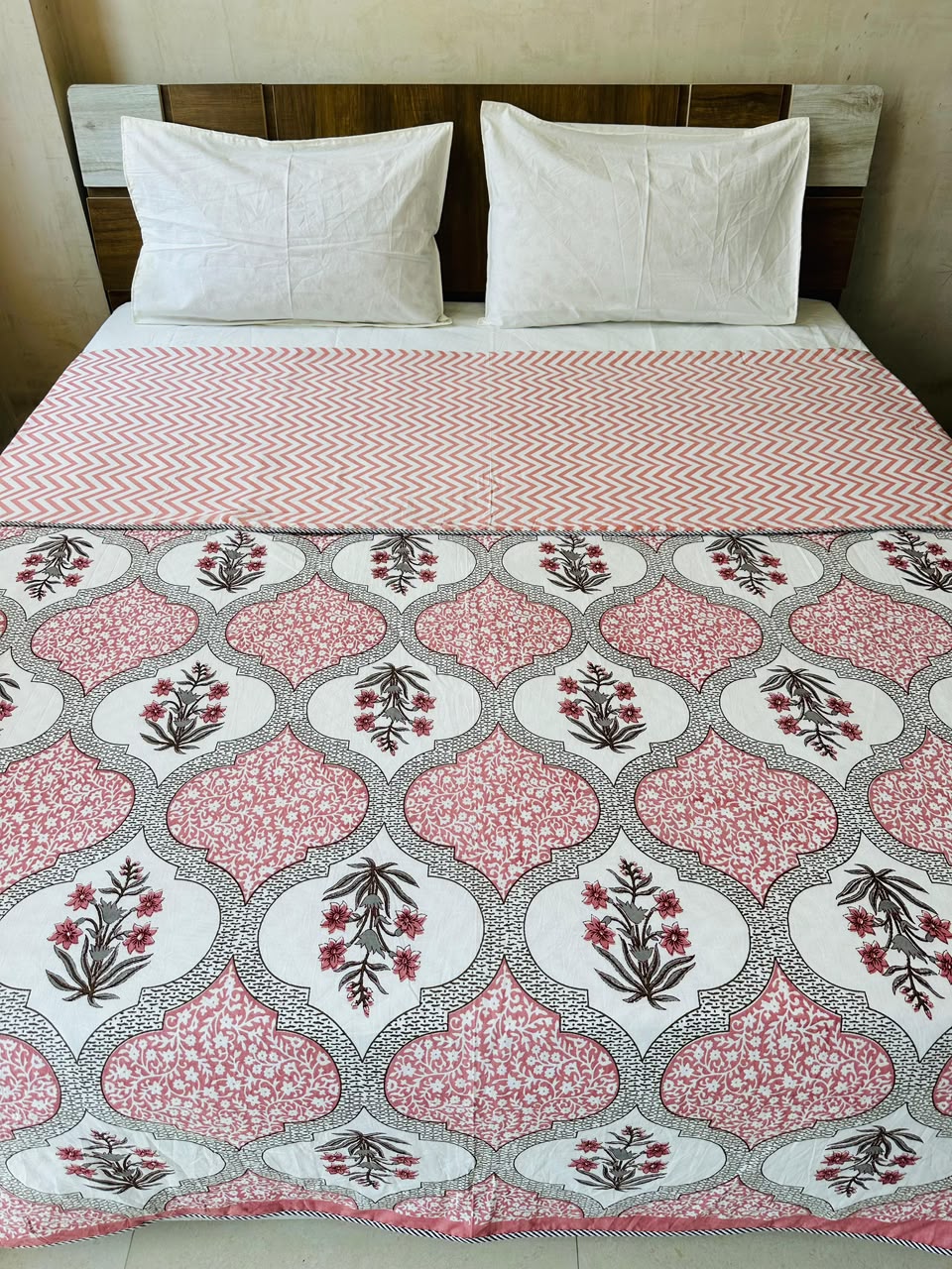 Neerja Pink reversible cotton mulmul double dohar