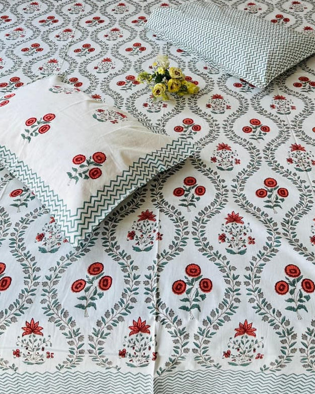 Savera- Percale Cotton Bedsheet | Green