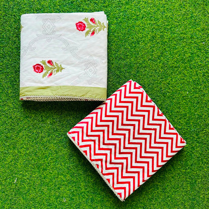 Soumya - Reversible Cotton Mulmul Dohar | Olive