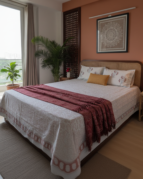 Subah - Soft Fine Cotton Bedsheet | Hand Block