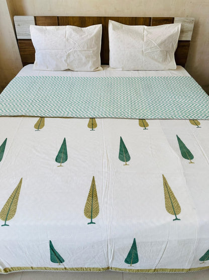 Suparna -  Reversible Cotton Mulmul Dohar | Olive
