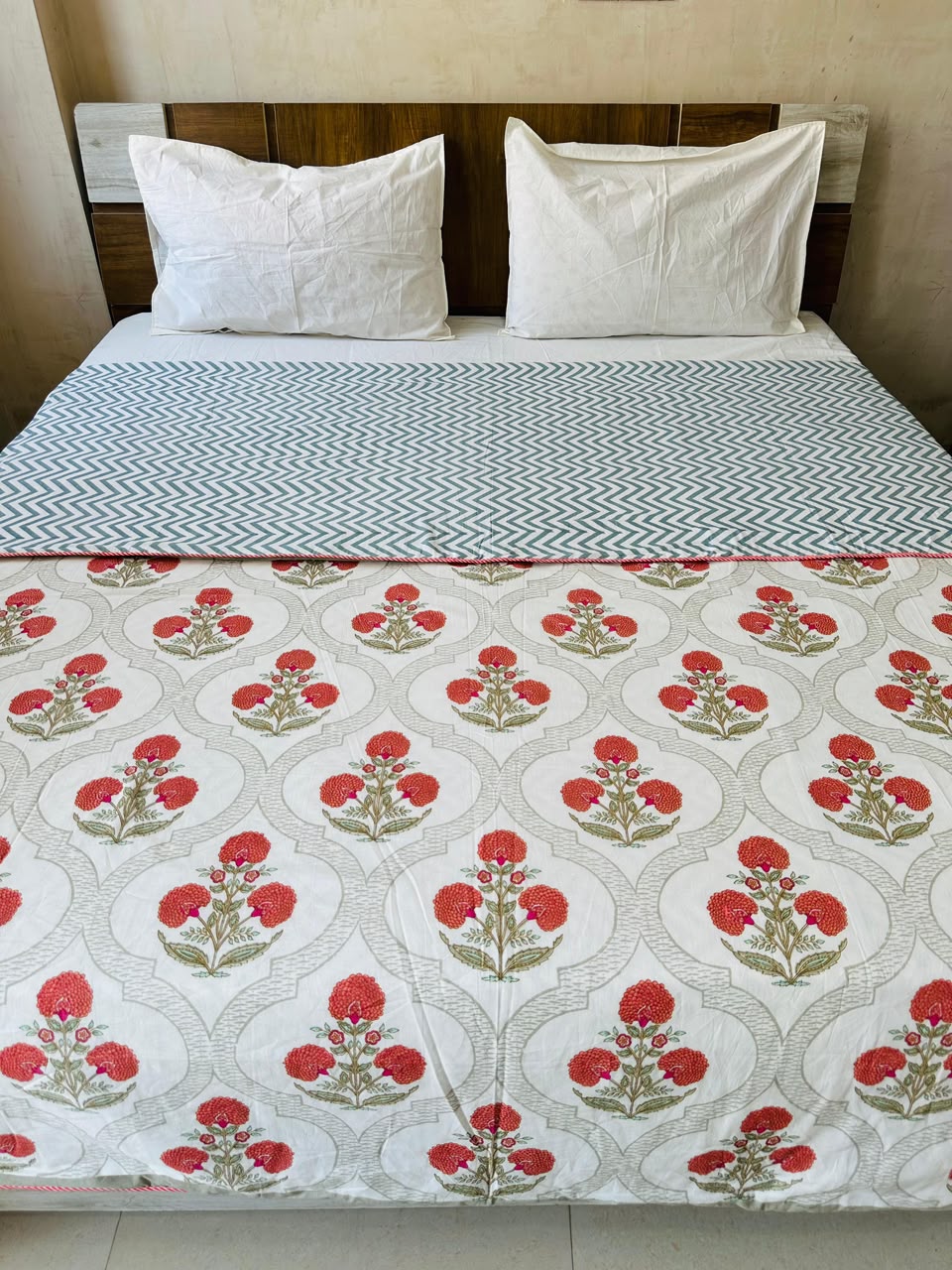 Surabhi -  Reversible Cotton Malmal Dohar | Grey