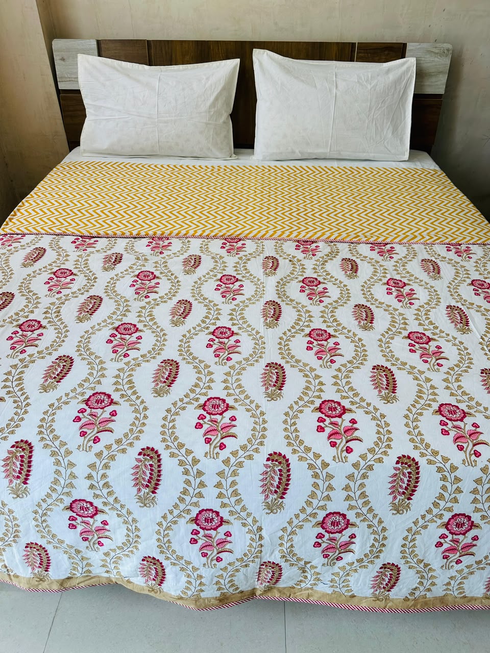 Surmayi Brown reversible cotton mulmul double dohar