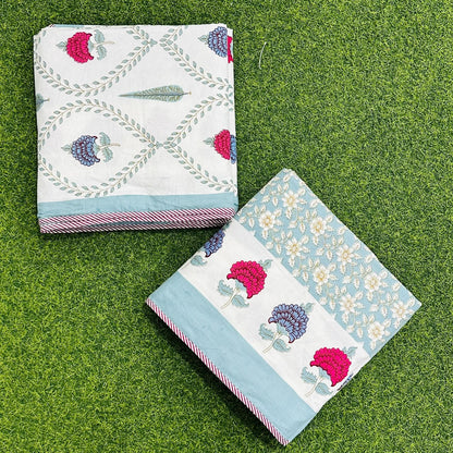Tarangini blue reversible Mulmul cotton dohar – double size