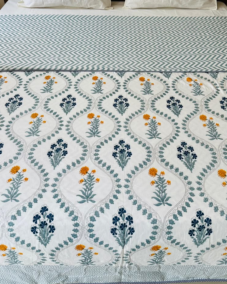 Vasundhara - Reversible Cotton Mulmul Dohar | Blue