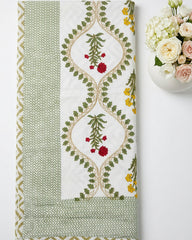 Vasundhara - Reversible Cotton Mulmul Dohar | Green Red
