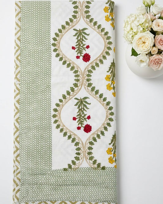 Vasundhara - Reversible Cotton Mulmul Dohar | Green Red