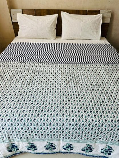 Zara Blue reversible cotton mulmul double dohar