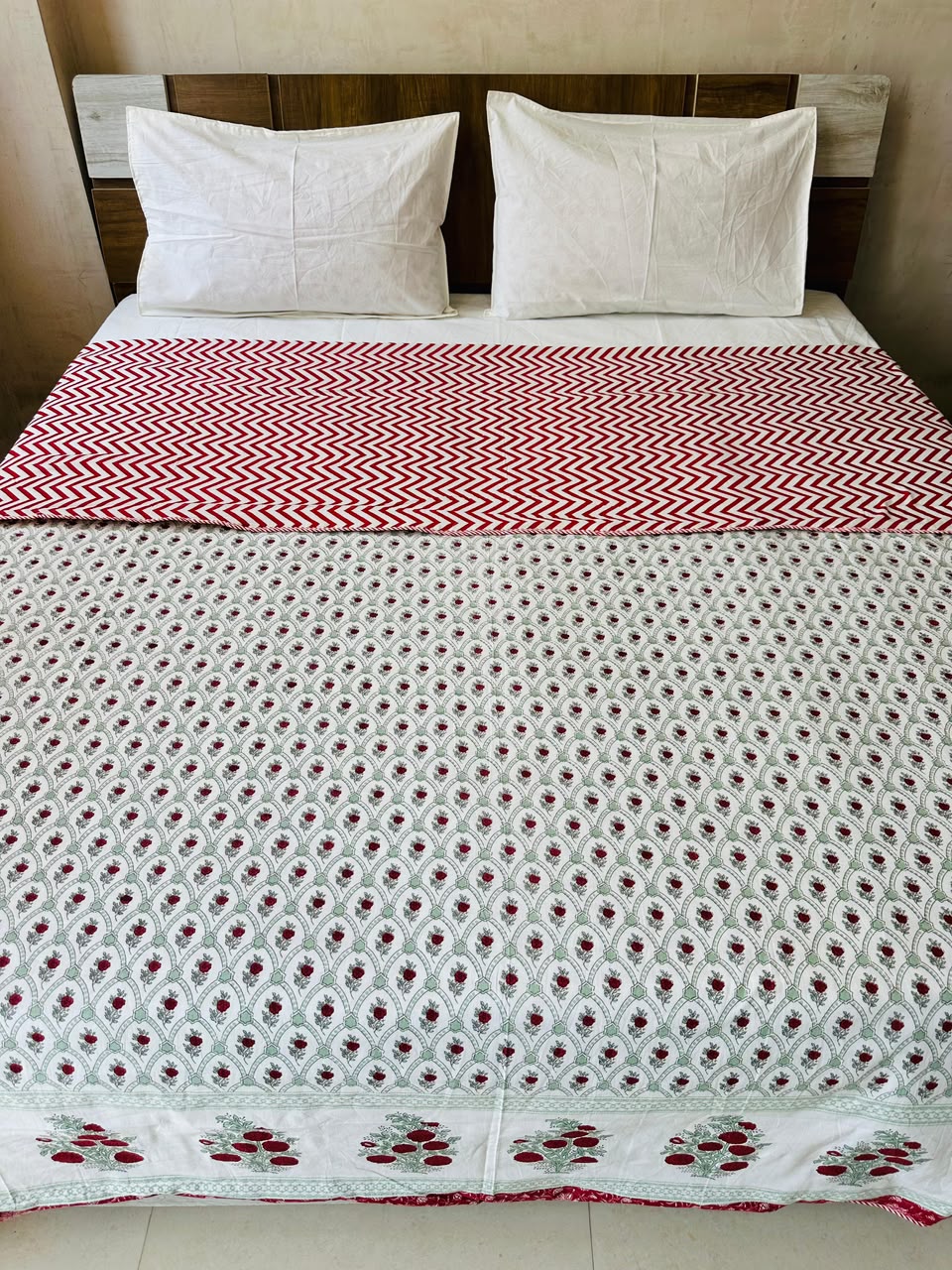 Zara Red reversible cotton mulmul double dohar