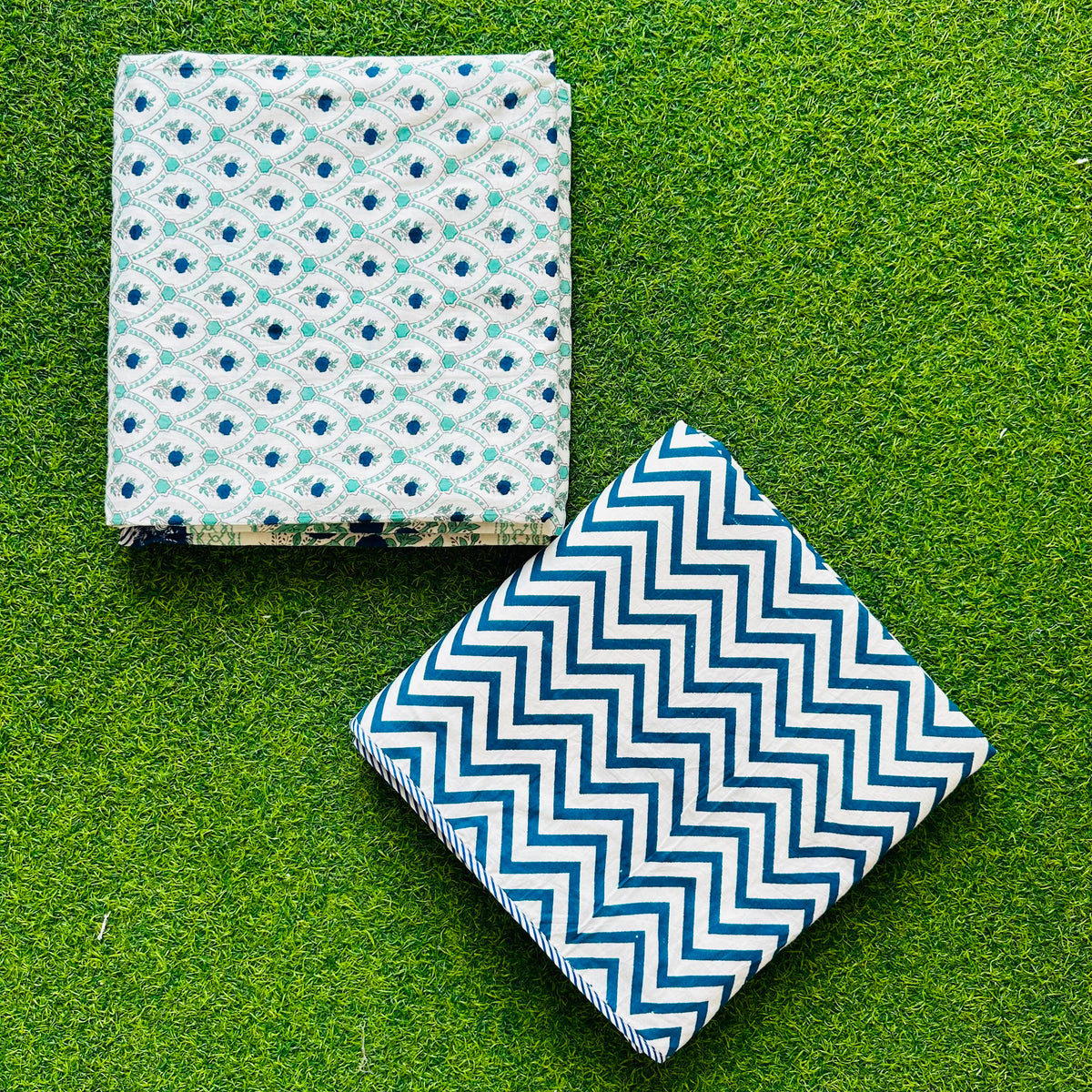 Zara - Reversible Cotton Mulmul Dohar | Blue